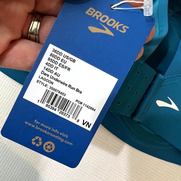 Brooks Dare Underwire Run Bra Sports Lagoon Blue size 36DD NEW - Picture 4 of 6